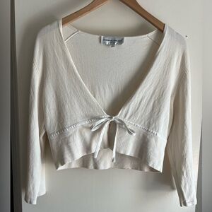 White Silk Tie Cardigan